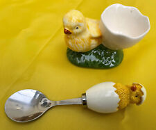 Vintage Bordallo Pinheiro Chick egg cup and spoon for sale  Shipping to South Africa