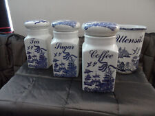 Tea Coffee Sugar Utensil Containers - Blue Willow By Regal for sale  WAKEFIELD