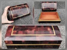 Usado, Mesa vintage de 8" imitación de caparazón de tortuga caja de cigarrillos latón y madera de cedro segunda mano  Embacar hacia Mexico