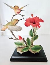 Estatueta de porcelana Maruri Allens beija-flor com hibisco~1989~com suporte~8"~certificado de autenticidade comprar usado  Enviando para Brazil