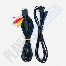 Official OEM Sony PlayStation Genuine AV Cable & Power Cord PS1 PS2 FAT PS3 SLIM, used for sale  Shipping to South Africa