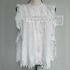 Blusa Blanca Boho Sin Mangas Talla L segunda mano  Embacar hacia Argentina