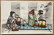 Usado, Cartão postal foto colorida antigo O KOTO SAN GUEIXA JAPONESA c1910 CAMA FUMAÇA comprar usado  Enviando para Brazil