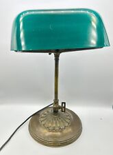 WORKING ANTIQUE EMERALITE BANKER'S LAMP ORIGINAL GREEN CASED GLASS SHADE, used for sale  Shipping to South Africa