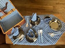 21 pc Play Wonder Wicker Picnic Basket for 4 (bowls/forks/spoons/napkins/etc…) for sale  Shipping to South Africa