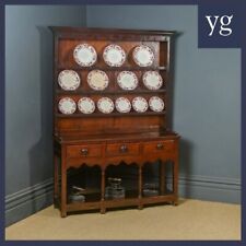 Antique Welsh Georgian Oak Three Drawer Dresser Base Sideboard  & Rack (c. 1780) for sale  Shipping to South Africa