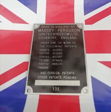 ENGRAVED Massey Ferguson 135 Tractor Serial Commission Plate MF135 1964-75, used for sale  Shipping to Ireland