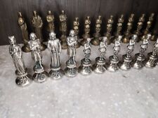 Vintage Heavy Brass & Bronze Metal Chess Pieces 31 tribal  for sale  Prineville