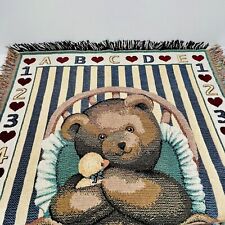 "Tapiz tejido Hallmark manta bebé oso de peluche pato ABC 123 flecos 35""x 46""" segunda mano  Embacar hacia Argentina