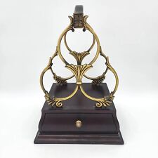 Bombay & Co. Wine Rack Holder 3-bottle 2002 Cherry Wood Brass Drawer 15"X 10.5" for sale  Shipping to South Africa
