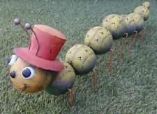 30" Metal Caterpillar Wearing Hat Garden Decoration for sale  Shipping to South Africa