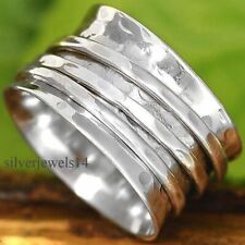 Solid 925 sterling silver wide band spinner ring meditation statement ring GS69 for sale  Shipping to South Africa