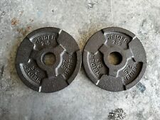 2 WEIDER 1" WEIGHT PLATES 2.5 POUNDS EACH TOTAL 5 POUNDS BARBELL WEIGHTLIFT for sale  Shipping to South Africa