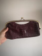 Large Clutch Handbag Bag Moc Croc Faux Leather Patent Purple  for sale  Shipping to South Africa