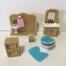 Sylvanian Families Calico Critters - Bathroom Toilet, Sink, Wall, Cabinet for sale  Shipping to South Africa