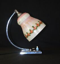 art deco swan neck chrome lamp bellova Emerlite hand painted glass shade C-1930s for sale  Shipping to South Africa