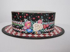 MARY ENGELBREIT PAPER COVERED CHIPBOARD OVAL HAT BOX CHERRIES/FLOWERS STORAGE for sale  Shipping to South Africa