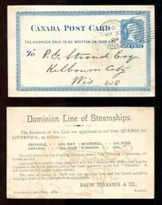 MONTREAL 1881 Postcard to USA. DOMINION LINE OF STEAMSHIPS, Steamer SS Teutonia d'occasion  Expédié en Belgium
