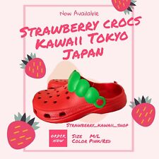 Strawberry Crocs Sandały Kapcie Buty Rozmiar L 24cm-25cm 9" Owoce Kawaii Japonia, używany na sprzedaż  Wysyłka do Poland