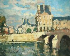 CLAUDE MARIN (1914 - 2001) SIGNED FRENCH IMPRESSIONIST OIL - LOUVRE & PONT ROYAL for sale  Shipping to South Africa