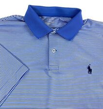 Camisa de golf grande POLO Ralph Lauren rendimiento manga corta a rayas azules manga polo, usado segunda mano  Embacar hacia Mexico