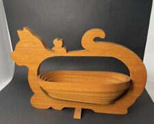 Cesta para gato y ratón peral plegable tazón de madera arte gatito diseño decoración segunda mano  Embacar hacia Mexico