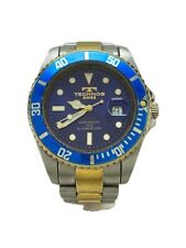 Relógio Technos quartzo 42 mm masculino mostrador azul feito na Suíça redondo vintage TAM629, usado comprar usado  Enviando para Brazil