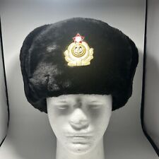 Distintivo chapéu top lã Ushanka oficial da Marinha russa pele preta 62cm comprar usado  Enviando para Brazil