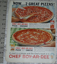 Chef Boyardee 1962 anuncio impreso vintage kit de pizza salchicha de queso hágalo usted mismo hecho en casa rápido segunda mano  Embacar hacia Argentina