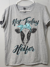Ladies - Not Today Heifer T-Shirt - Large - Gray/Teal for sale  Shipping to South Africa