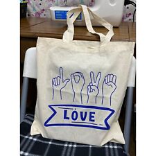Bolsa tote Love in Sign Language, tecido de algodão natural, usado comprar usado  Enviando para Brazil