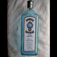 Botella vacía de 1,75 L ginebra zafiro azul transparente vidrio cuadrado alto en forma de cubo segunda mano  Embacar hacia Argentina