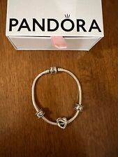 Pandora 925 Snake Chain Barrel Clasp Bracelet Knotted Heart Charm with 2 Spacers for sale  Shipping to South Africa