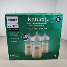 Philips Avent 3pk Glass Natural Baby Bottle with Natural Response Nipple 8oz, used for sale  Shipping to South Africa