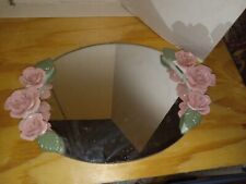 Usado, Espelho oval com rosas de cerâmica Adornmemt vintage comprar usado  Enviando para Brazil
