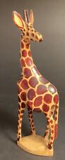 Hand Carved Wooden Giraffe Figure Decorative African Statue 12” Rustic Wildlife for sale  Shipping to South Africa