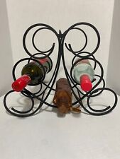 Vintage 7 Bottle Black Wrought Iron Wine Rack Counter Tabletop Metal, Excellent for sale  Shipping to South Africa