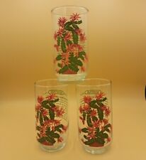 Vintage Christmas Cactus Drinking Glass. Winter Flower  5" Tumbler.  2 Sided. for sale  Shipping to South Africa