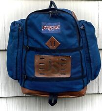 Mochila/mochila de día con fondo de cuero JanSport azul oscuro vintage años 90 hecha en EE. UU. segunda mano  Embacar hacia Argentina