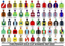 Horse Racing Cheltenham Gold Cup Winners 1967-2022 Racing Colours Framed Print  for sale  MANSFIELD