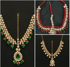 Gold Plated Indian Wedding Bridal Matha Patti Head Chain Mang Tika Jewelry for sale  LONDON