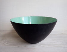 Vintage KRENIT Herbert Krenchel Danish MCM Black Turquoise Large Enamel Bowl, used for sale  Shipping to South Africa