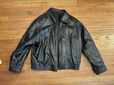Vintage Perry Ellis Jacket Adult Mens Large Quilted Black Leather Bomber Jacket for sale  Shipping to South Africa