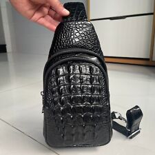 Bolsa tiracolo masculina de couro de jacaré de crocodilo real luxo mochila estilingue, usado comprar usado  Enviando para Brazil