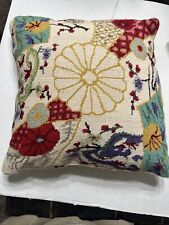 Throw Pillow COLONIAL WILLIAMSBURG IMARI Needlepoint Dragon 18x18 Beige Cotton for sale  Shipping to South Africa