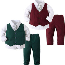 Conjunto de calças 3 peças ternos infantis meninos cavalheiro roupa formal colete camisa gravata borboleta comprar usado  Enviando para Brazil
