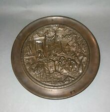 Antique Painted Cast Iron Plate Plaque w Classical Scene in Relief 12-5/8"  for sale  Shipping to South Africa