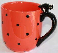 Kate Williams Global Design Black Cat Mug * Orange and Black Polka Dots 5" High for sale  Eugene