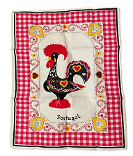 Vtg Portugal Rooster Decorative  Kitchen Tea Towel Red Farmhouse Cotton 21"x17" for sale  Shipping to South Africa