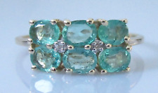 9ct Gold Ring - 9ct Yellow Gold Oval Emerald Diamond Cluster Ring Size S, used for sale  Shipping to South Africa